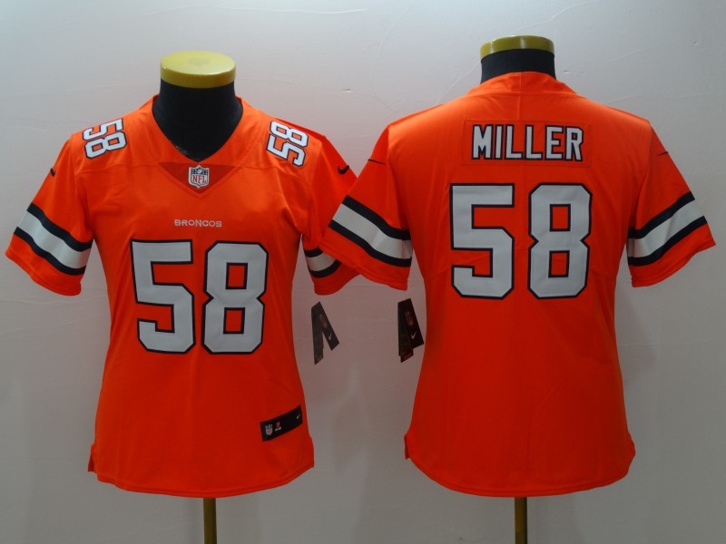 Nike Broncos 58 Von Miller Orange Women Color Rush Limited Jersey