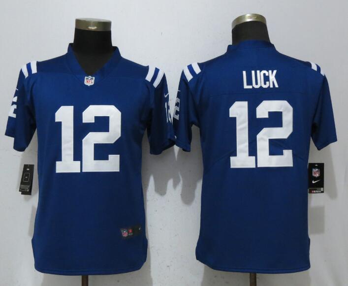 Nike Colts 12 Andrew Luck Blue Women Vapor Untouchable Limited Jersey