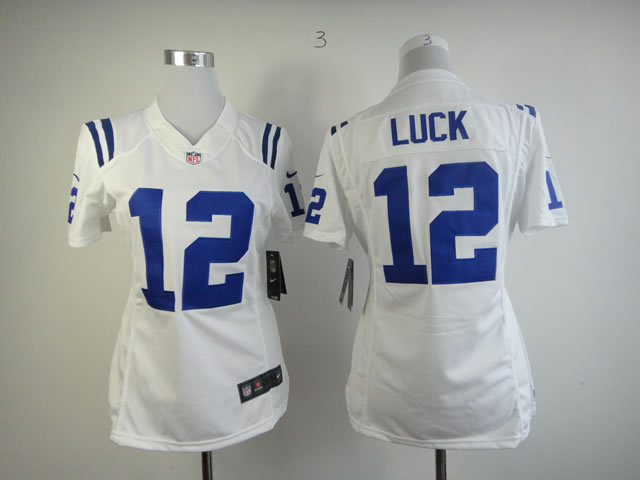 Nike Colts 12 Luck White Women Limited Jerseys