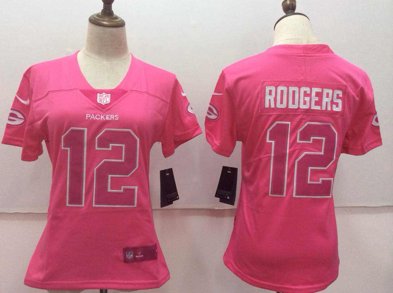 Nike Packers 12 Aaron Rodgers Pink Women Vapor Untouchable Player Limited Jersey