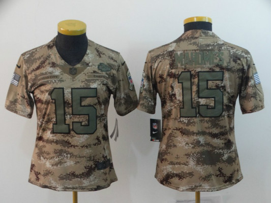 Nike Chiefs 15 Patrick Mahomes Camo Women's  Salute To Service Limited Jersey