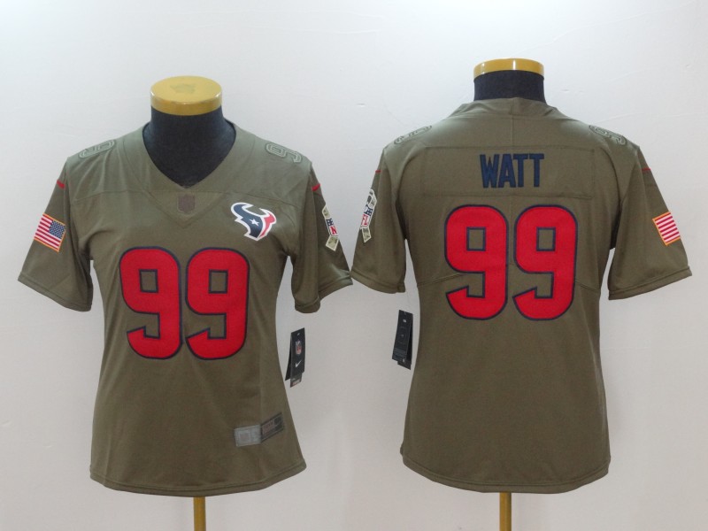 Nike Texans 99 J.J. Watt Olive Women Salute To Service Limited Jersey