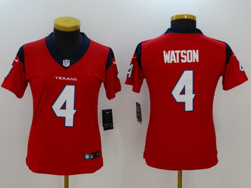 Nike Texans 4 Deshaun Watson Red Vapor Untouchable Women Limited Jersey