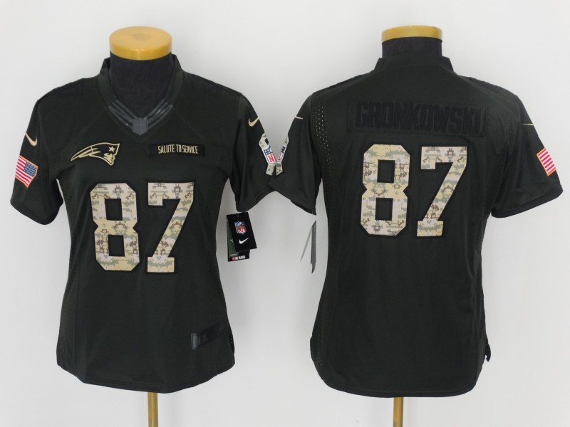 Nike Patriots 87 Rob Gronkowski Anthracite Women Salute To Service Limited Jersey