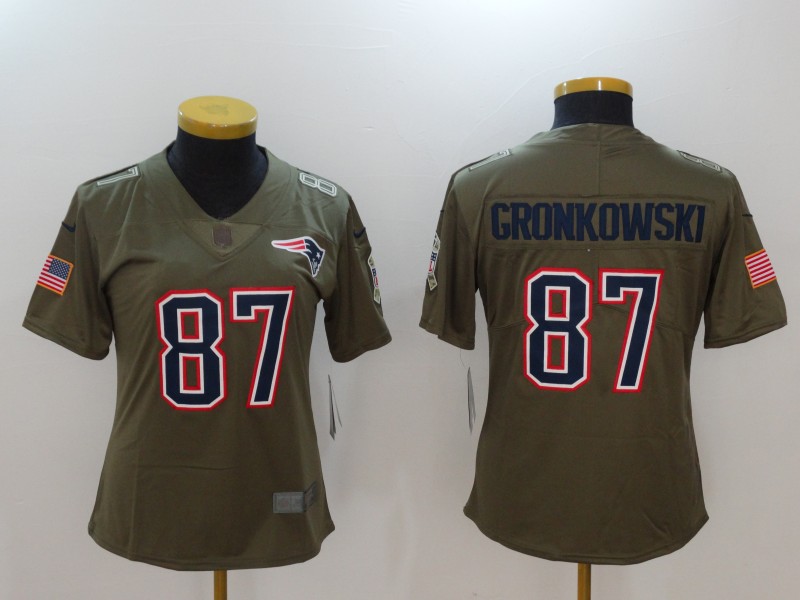 Nike Patriots 87 Rob Gronkowski Women Olive Salute To Service Limited Jersey