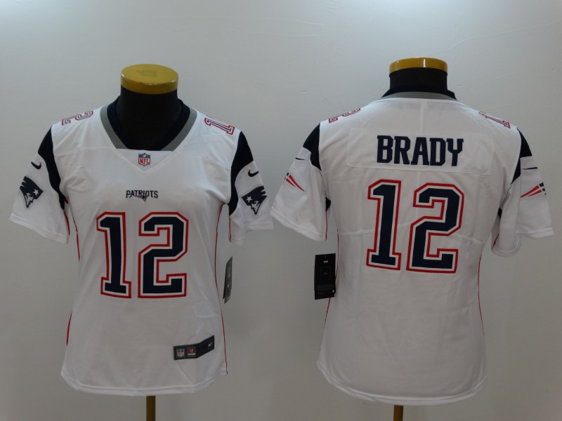 Nike Patriots 12 Tom Brady White Women Vapor Untouchable Player Limited Jersey