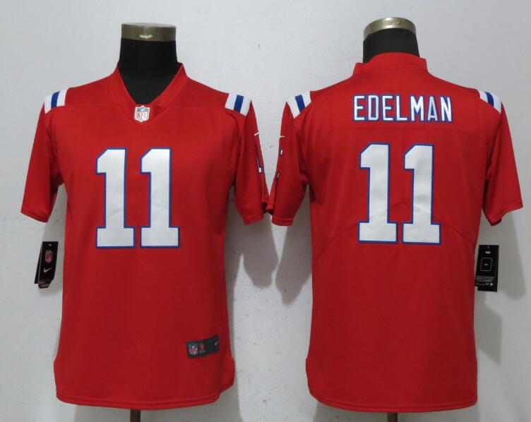 Nike Patriots 11 Julian Edelman Red Women Vapor Untouchable Limited Jersey