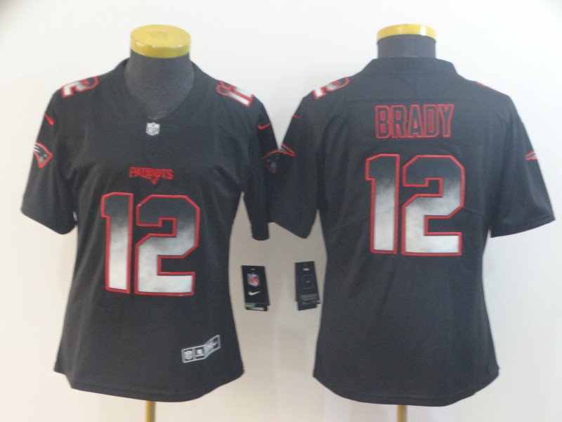 Nike Patriots 12 Tom Brady Black Arch Smoke Women Vapor Untouchable Limited Jerseys