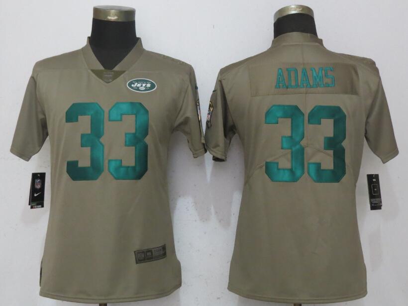 Nike Jets 33 Jamal Adams Olive Women Salute To Service Limited Jersey