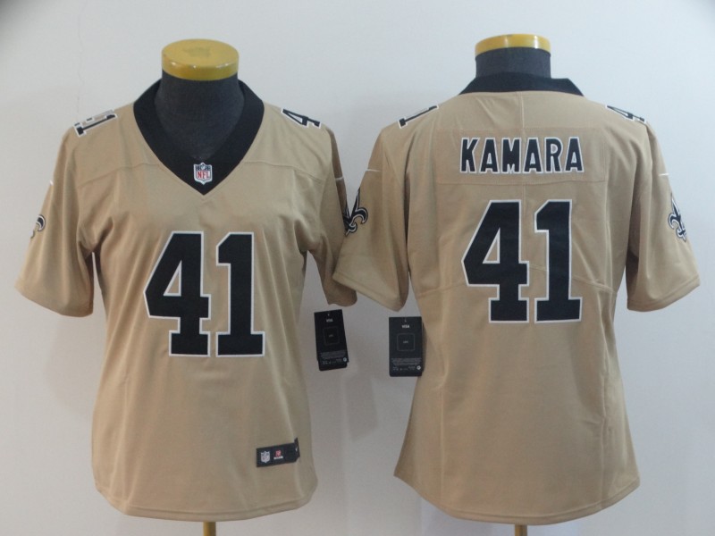 Nike Saints 41 Alvin Kamara Cream Women Inverted Legend Limited Jersey