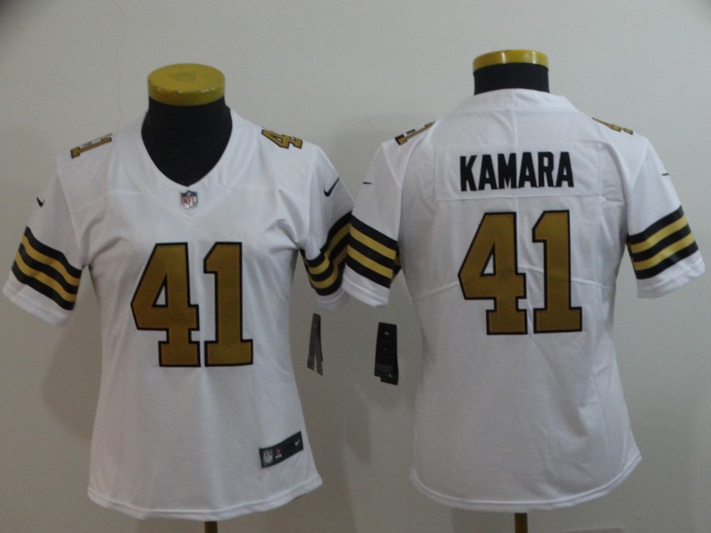 Nike Saints 41 Alvin Kamara White Women Color Rush Limited Jersey