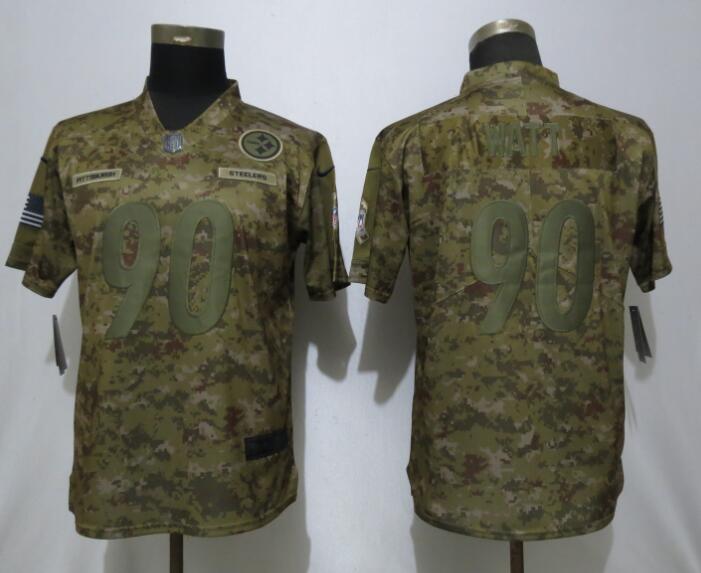 Nike Steelers 90 T.J. Watt Camo Women Salute To Service Limited Jersey