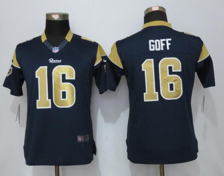 Nike Rams 16 Jared Goff Navy Women Limited Jersey