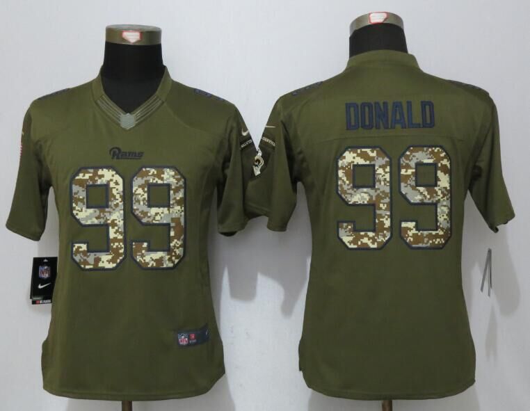 Nike Rams 99 Aaron Donald Green Salute To Service Women Limited Jersey