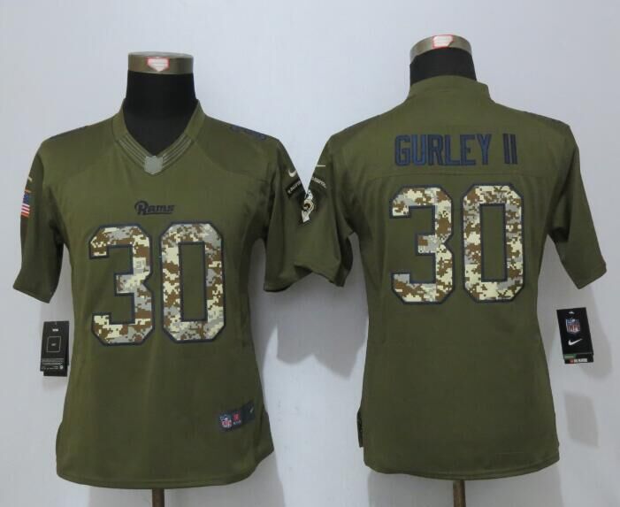 Nike Rams 30 Todd Gurley II Green Salute To Service Women Limited Jersey