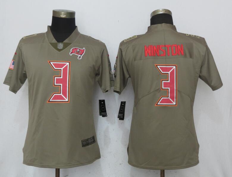 Nike Buccaneers 3 Jameis Winston Olive Women Salute To Service Limited Jersey