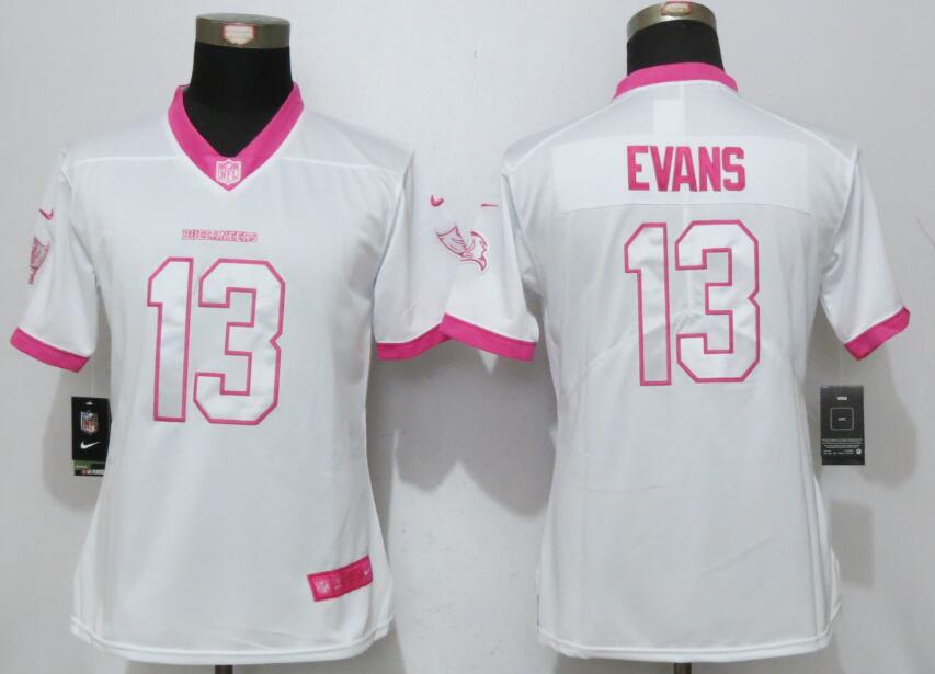 Nike Buccaneers 13 Mike Evans White Pink Women Limited Jersey