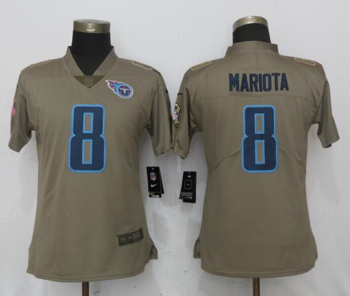Nike Titans 8 Marcus Mariota Olive Women Salute To Service Limited Jersey