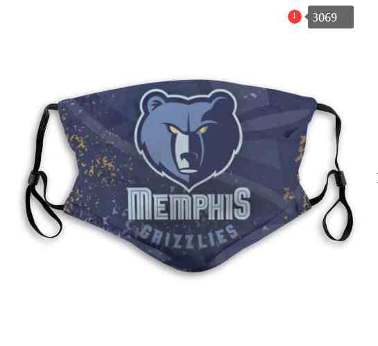 NBA Basketball Memphis Grizzliers  Waterproof Breathable Adjustable Kid Adults Face Masks 3069