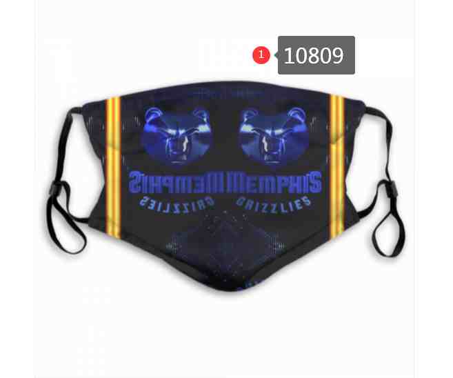 NBA Basketball Memphis Grizzliers  Waterproof Breathable Adjustable Kid Adults Face Masks 10809