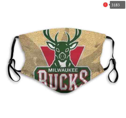 NBA Basketball Milwaukee Bucks  Waterproof Breathable Adjustable Kid Adults Face Masks 3183