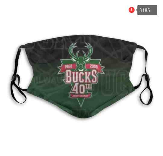 NBA Basketball Milwaukee Bucks  Waterproof Breathable Adjustable Kid Adults Face Masks 3185
