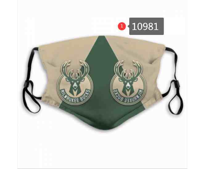 NBA Basketball Milwaukee Bucks  Waterproof Breathable Adjustable Kid Adults Face Masks 10981