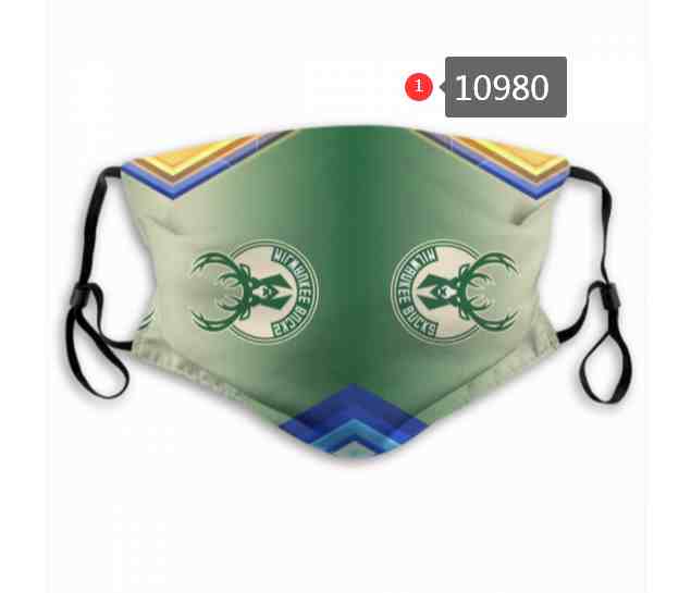 NBA Basketball Milwaukee Bucks  Waterproof Breathable Adjustable Kid Adults Face Masks 10980