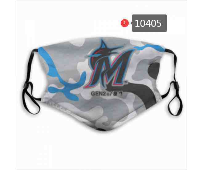 Miami Marlins  MLB Baseball Teams Waterproof Breathable Adjustable Kid Adults Face Masks 10405
