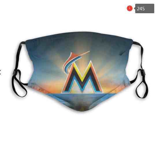 Miami Marlins  MLB Baseball Teams Waterproof Breathable Adjustable Kid Adults Face Masks 245