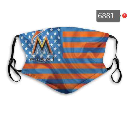 Miami Marlins  MLB Baseball Teams Waterproof Breathable Adjustable Kid Adults Face Masks 6881