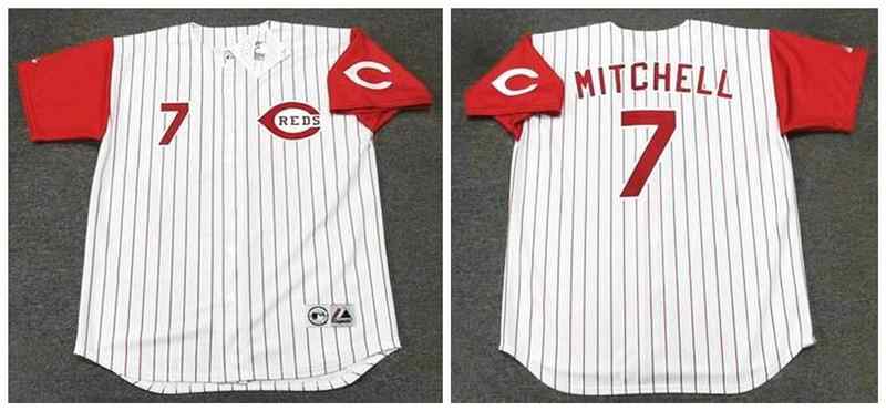 Reds 7 Kevin Mitchell White Throwback Cool Base Jersey