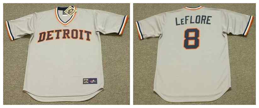 Tigers 8 Ron Leflore Gray 1976'S Throwback Cool Base Jersey