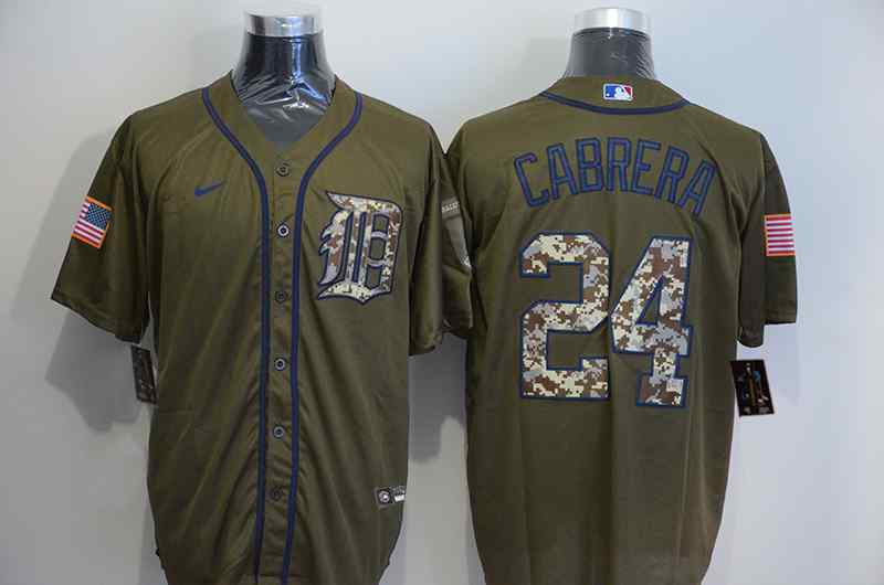 Tigers 24 Miguel Cabrera Olive 2020 Nike Cool Base Jersey