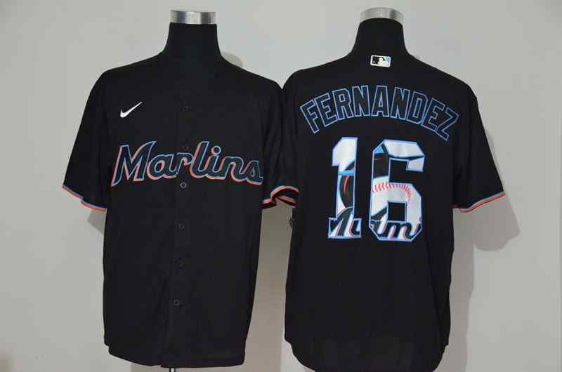Marlins 16 Jose Fernandez Black 2020 Nike Cool Base Fashion Jersey
