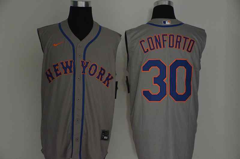 Mets 30 Michael Conforto Gray Nike Cool Base Sleeveless Jersey
