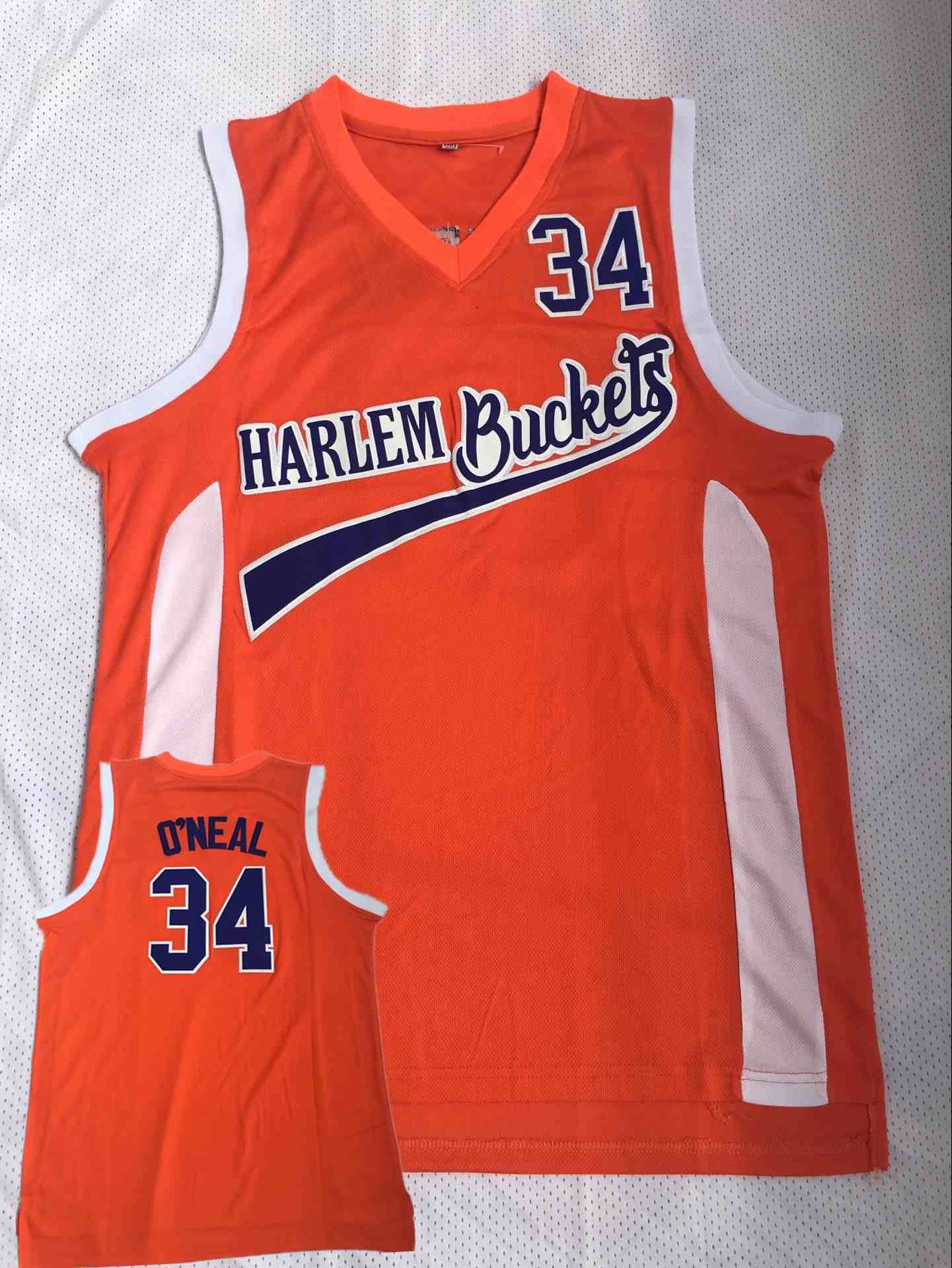 Harlem Buckets 34 O'Neal Orange Uncle Drew Movie Basketball Jersey