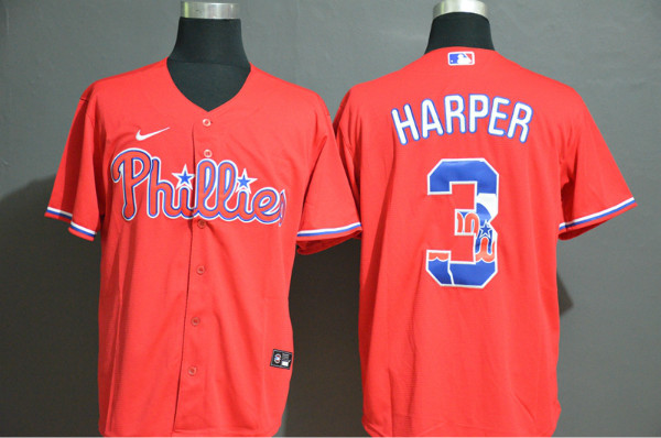 Phillies 3 Bryce Harper Red 2020 Nike Cool Base Fashion Jersey