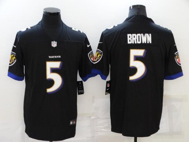 Mens Nike Ravens 5 Marquise Brown Black Vapor Untouchable Limited Jersey