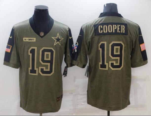 Men's Dallas Cowboys 19 Amari Cooper Nike Olive 2021 Salute To Service Limited Player Jersey
