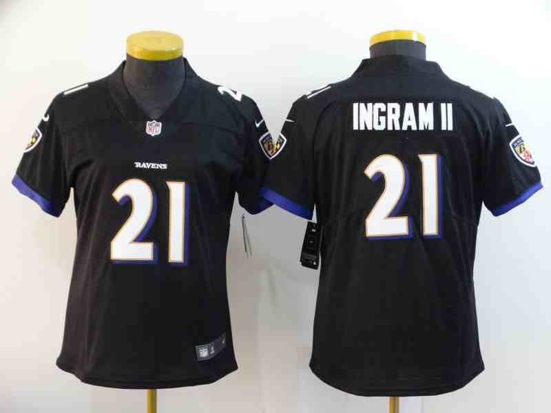 Women's Baltimore Ravens #21 Mark Ingram II Black Vapor Untouchable Limited NFL Jersey