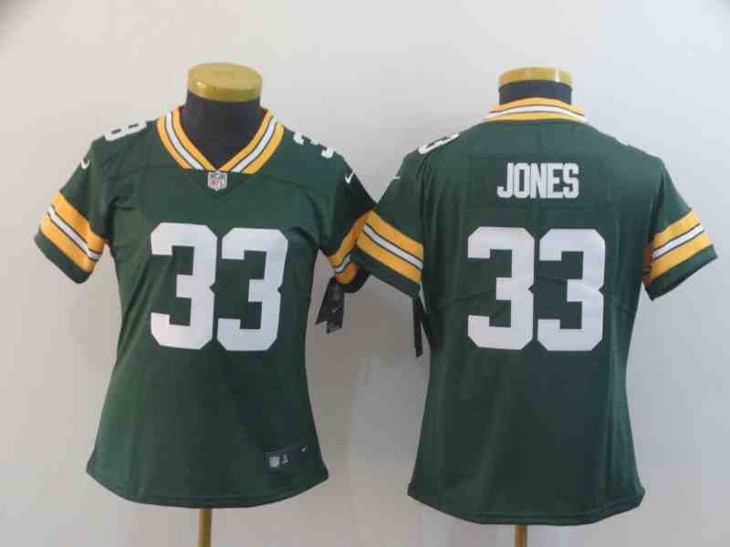 Women's Green Bay Packers #33 Aaron Jones Green Vapor Untouchable Limited Stitched NFL Jersey