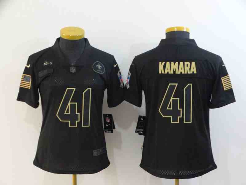 Women's New Orleans Saints 41 Alvin Kamara 2020 Salute to Service Limited Jersey