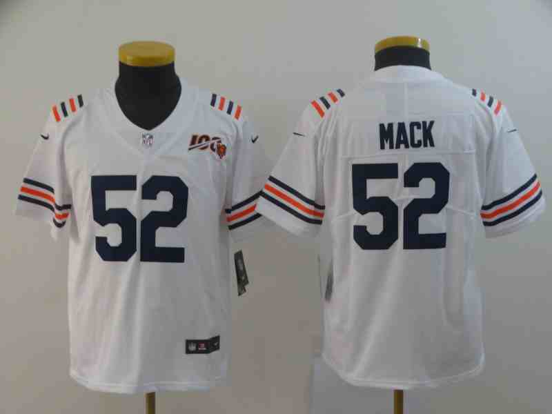 Youth Chicago Bears #52 Khalil Mack White 2019 100th Season Limited Stitched NFL Jersey