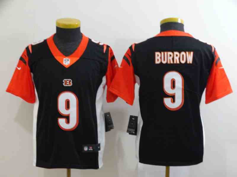 Youth Cincinnati Bengals #9 Joe Burrow Black Vapor Untouchable Limited Stitched Jersey