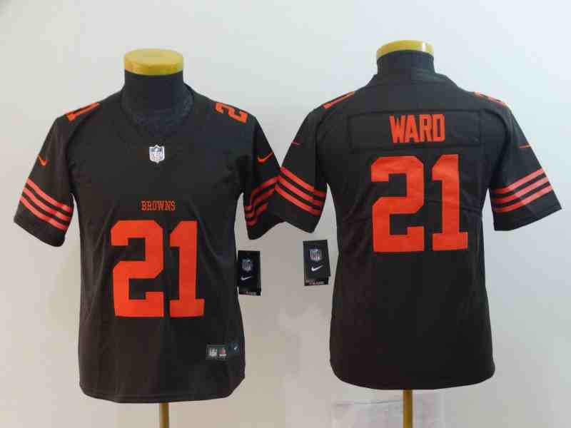 Youth Cleveland Browns #21 Denzel Ward Brown Color Rush Stitched NFL Limited Jersey