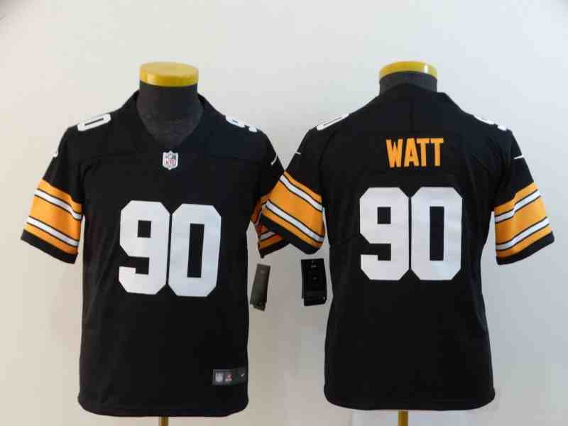 Steelers 90 T.J. Watt Black Youth Vapor Untouchable Limited Jersey