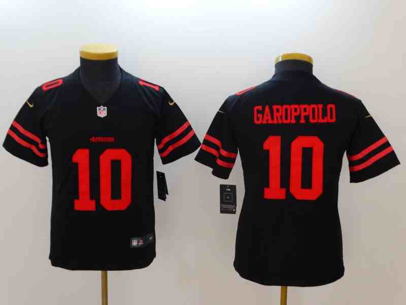 Youth NFL San Francisco 49ers 10 Jimmy Garoppolo Black Vapor Untouchable Limited Stitched Jersey