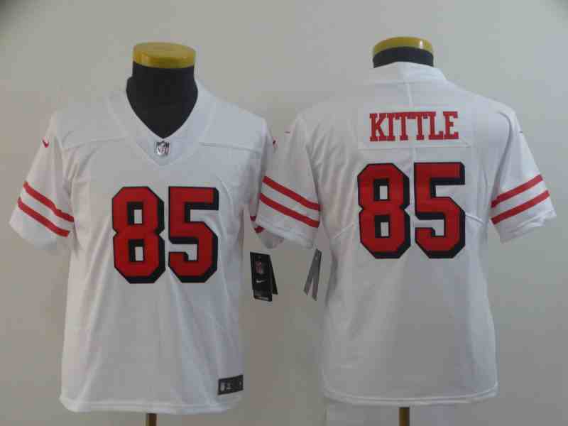 Youth NFL San Francisco 49ers #85 George Kittle White Vapor Untouchable Limited Stitched Jersey