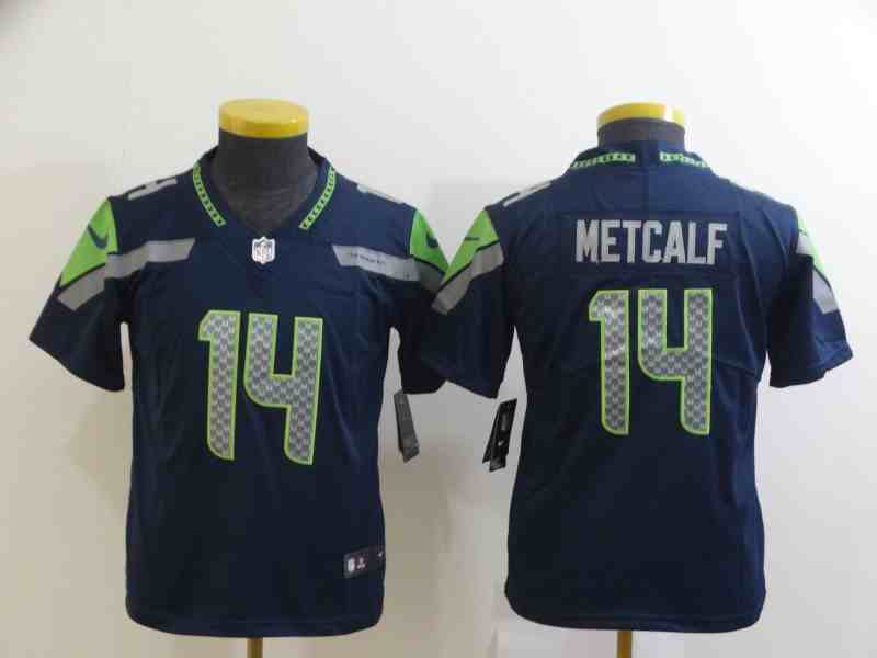 Youth Seattle Seahawks #14 D.K. Metcalf Navy Vapor Untouchable Stitched Jersey
